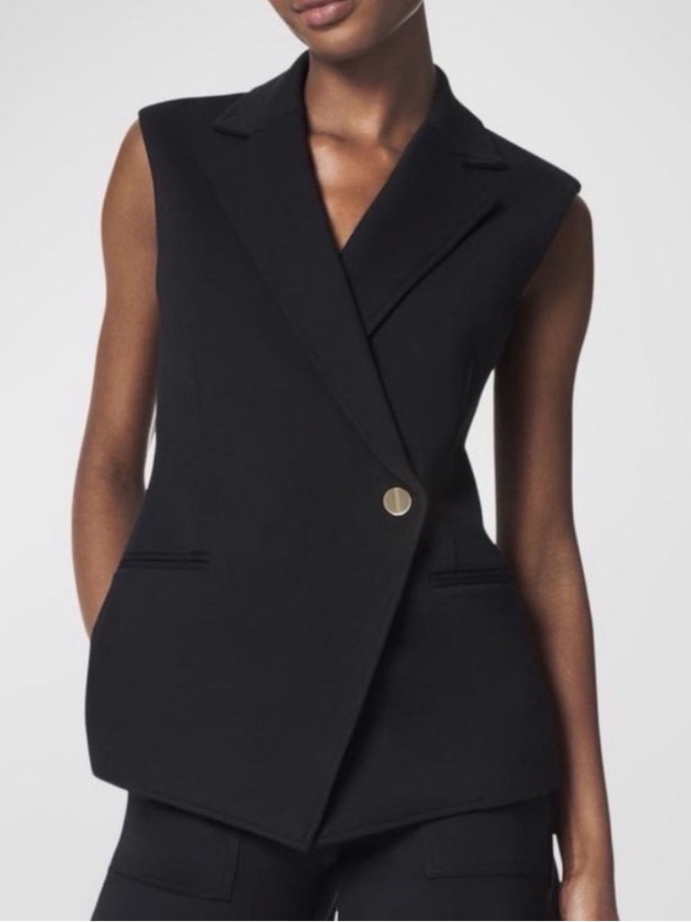 SPANX The Perfect Oversized Sleeveless Blazer Vest Black Size Small